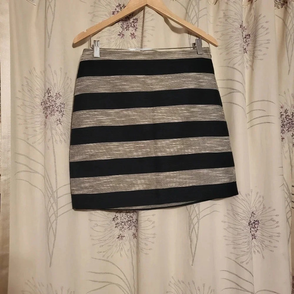 LOFT Ann Taylor Skirt Blue Silver Stripe Size 6 - Picture 1 of 10